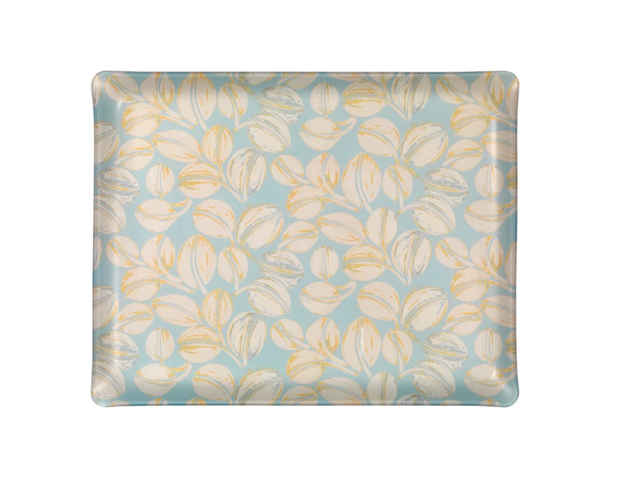 Plateau Acrylique Feuilles Bleu