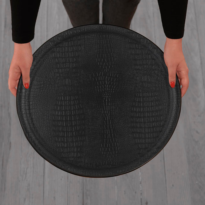 Platex Plateau Limonadier Rond Cow Brun 45 Cm - Antidérapant - Fabriqué En France