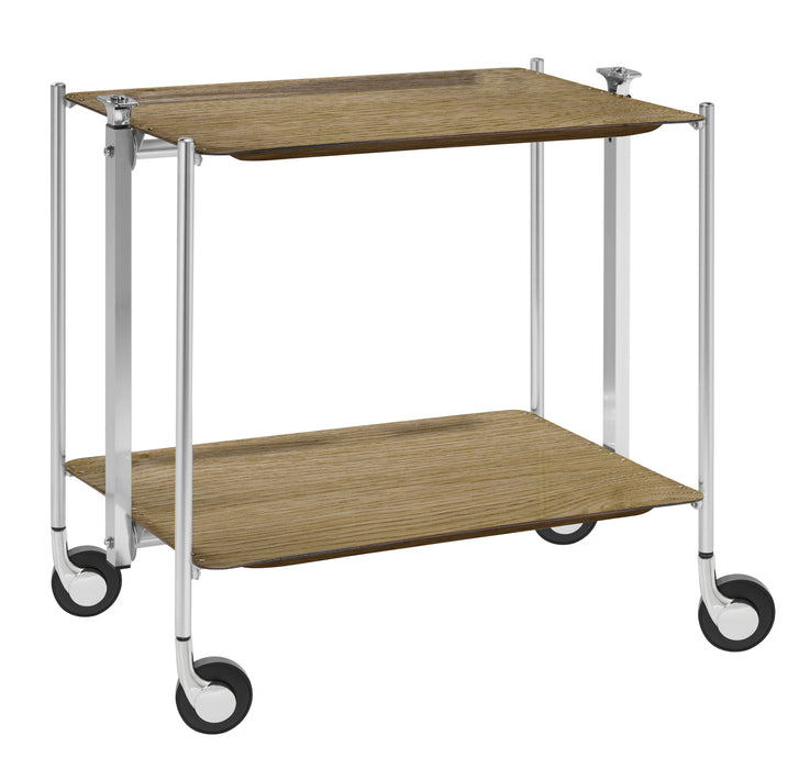 Rolling Table With Laminated Trays Light Oak