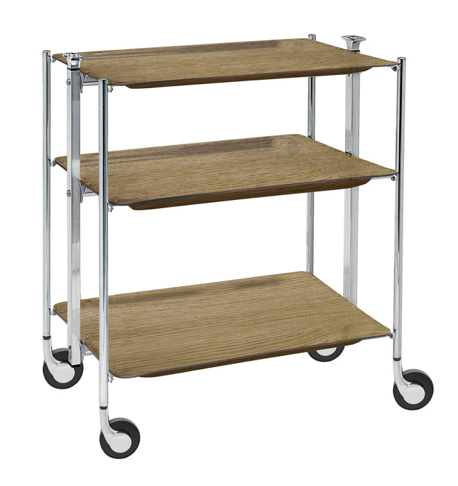 Rolling Table With Laminated Trays Light Oak