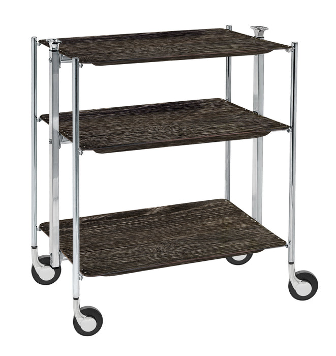 Rolling Table With Laminated Trays Dark Oak
