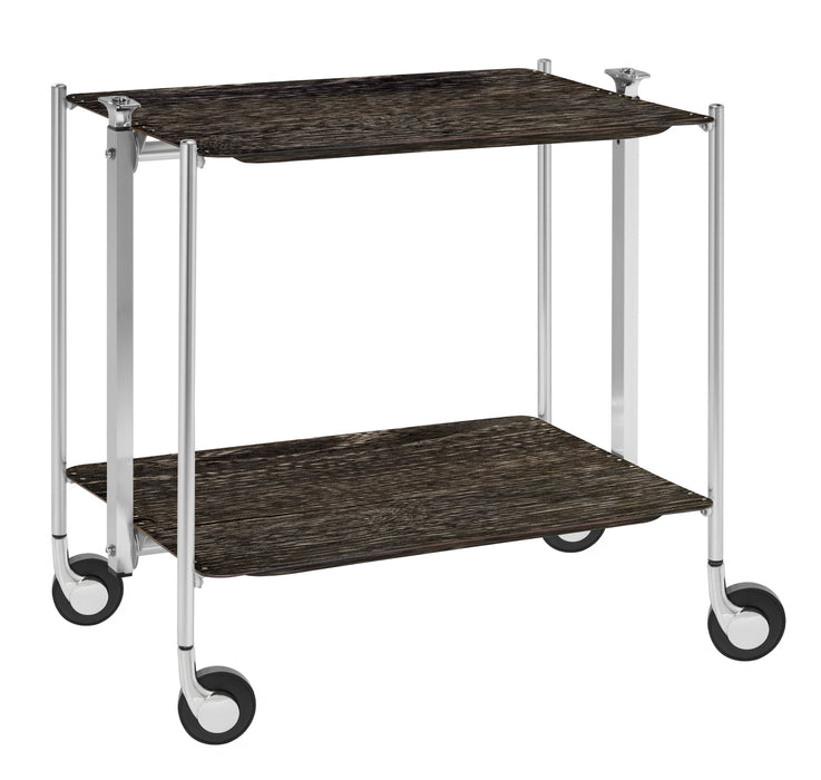Rolling Table With Laminated Trays Dark Oak