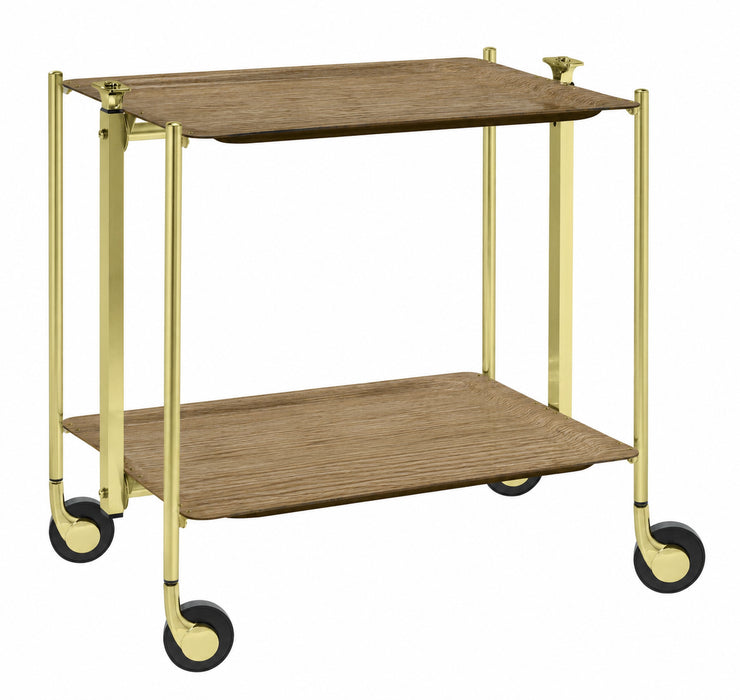 Rolling Table With Laminated Trays Light Oak