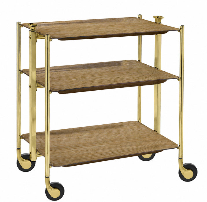 Rolling Table With Laminated Trays Light Oak