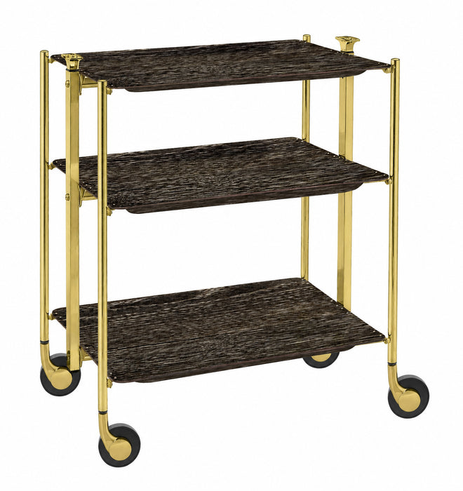 Rolling Table With Laminated Trays Dark Oak